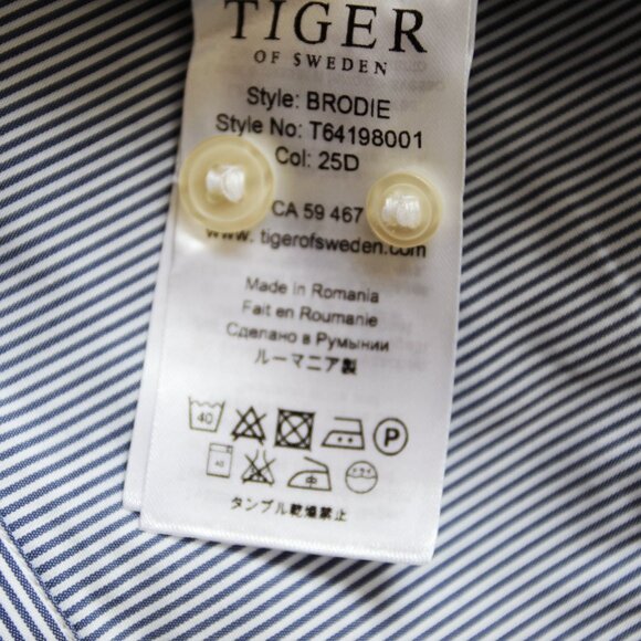 BNWT SS18 TIGER OF SWEDEN BRODIE STRIPED SHIRT 41 - Picture 11 of 11